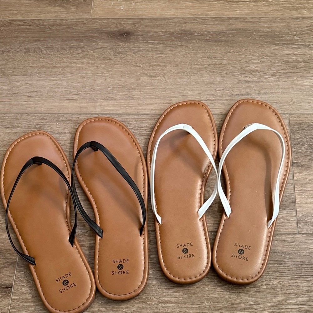 Shade & Shore Women's Sandals - Black and White with Tan